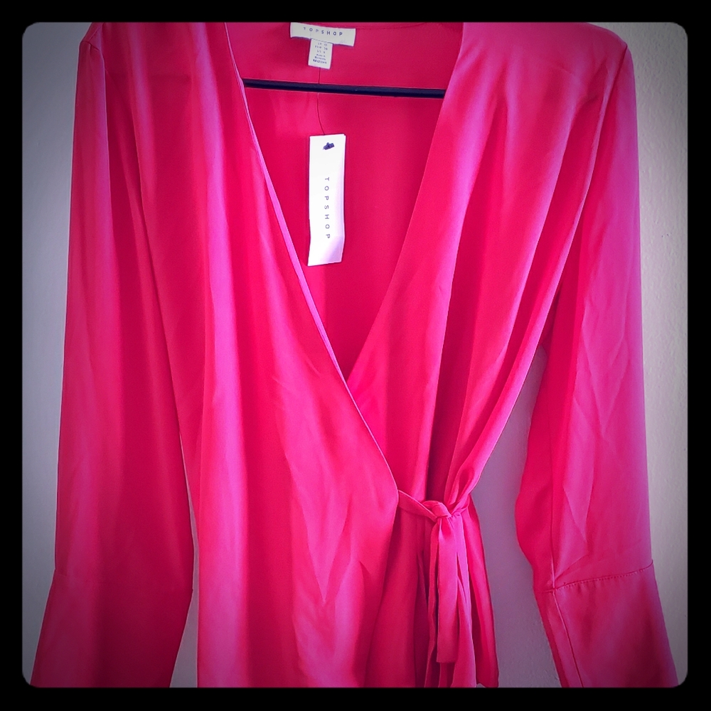 TopShop red blouse wrap